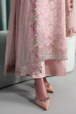 MARIA.B | 3 Piece Embroidered Raw Silk Suit -SF-EA26-37-Pink | Ready To Wear - Image 9