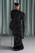 MARIA.B | 3 Piece Embroidered Chiffon Saree -SF-PF26-02-Black | Ready To Wear - Image 5