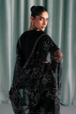 MARIA.B | 3 Piece Embroidered Chiffon Saree -SF-PF26-02-Black | Ready To Wear - Image 8