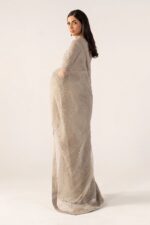 MARIA.B | 3 Piece Embroidered Chiffon Saree -SF-PF26-02-Grey | Ready To Wear - Image 3