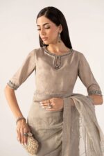 MARIA.B | 3 Piece Embroidered Chiffon Saree -SF-PF26-02-Grey | Ready To Wear - Image 5