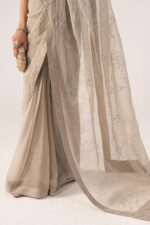 MARIA.B | 3 Piece Embroidered Chiffon Saree -SF-PF26-02-Grey | Ready To Wear - Image 6