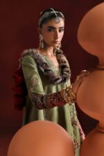 MARIA.B | 3 Piece Embroidered Raw Silk Suit  -SF-PF26-03-Green | Ready To Wear - Image 5