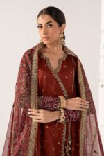 MARIA.B | 3 Piece Embroidered  Raw Silk Suit -SF-PF26-03-Mustard | Ready To Wear - Image 4