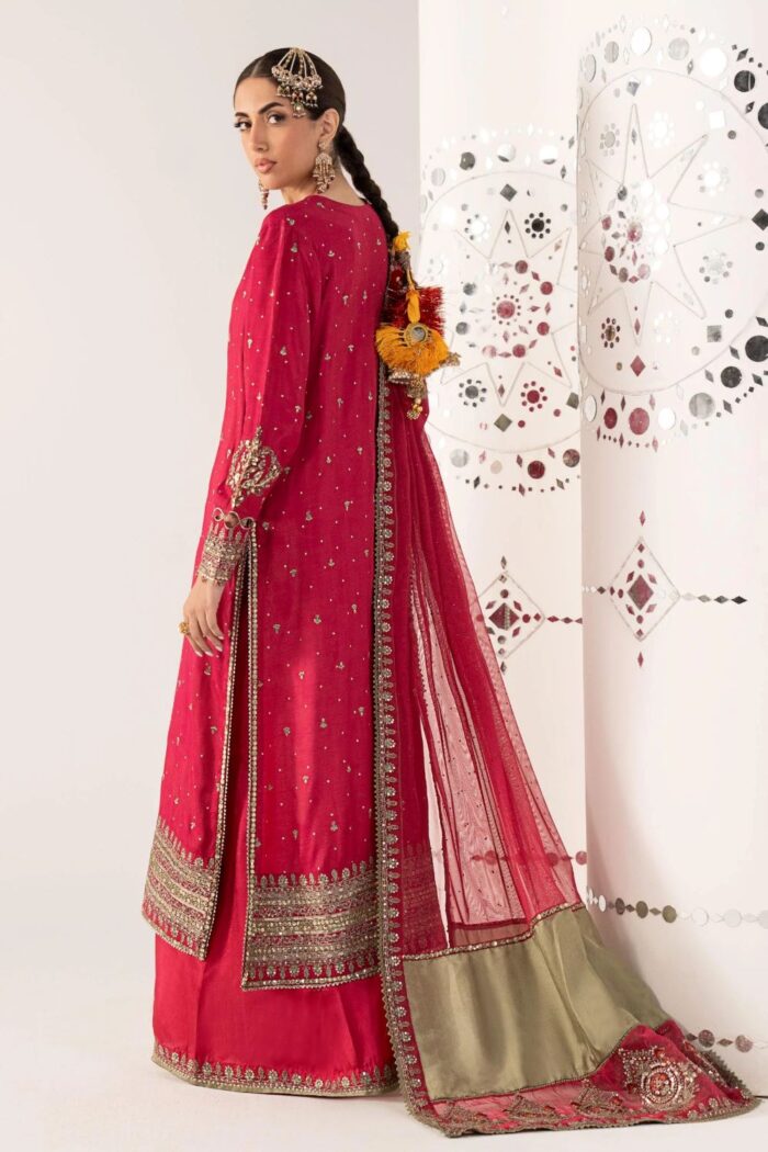 MARIA.B | 3 Piece Embroidered Raw Silk Suit -SF-PF26-10-Pink | Ready To Wear - Image 3