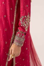 MARIA.B | 3 Piece Embroidered Raw Silk Suit -SF-PF26-10-Pink | Ready To Wear - Image 6