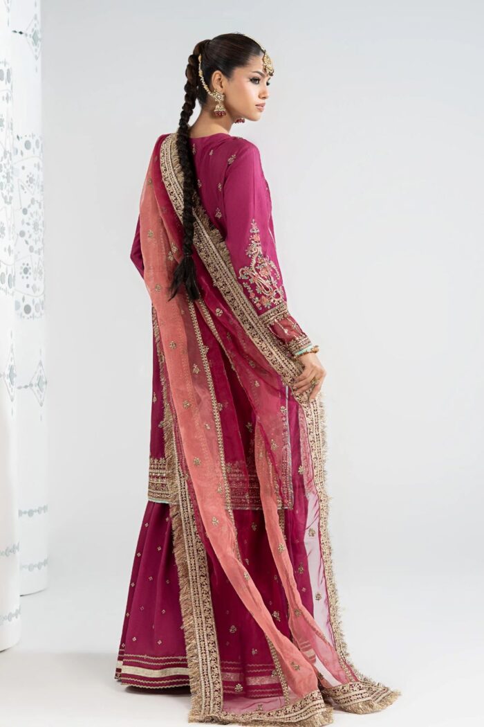 MARIA.B | 3 Piece Embroidered Raw Silk Suit -SF-EA25-02R1-Pink | Ready To Wear - Image 2
