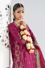 MARIA.B | 3 Piece Embroidered Raw Silk Suit -SF-EA25-02R1-Pink | Ready To Wear - Image 3