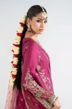 MARIA.B | 3 Piece Embroidered Raw Silk Suit -SF-EA25-02R1-Pink | Ready To Wear - Image 4