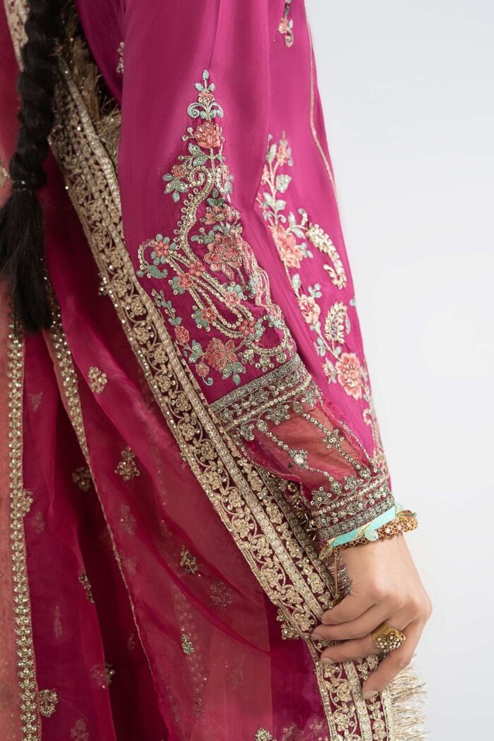 MARIA.B | 3 Piece Embroidered Raw Silk Suit -SF-EA25-02R1-Pink | Ready To Wear - Image 5