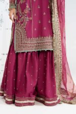 MARIA.B | 3 Piece Embroidered Raw Silk Suit -SF-EA25-02R1-Pink | Ready To Wear - Image 6