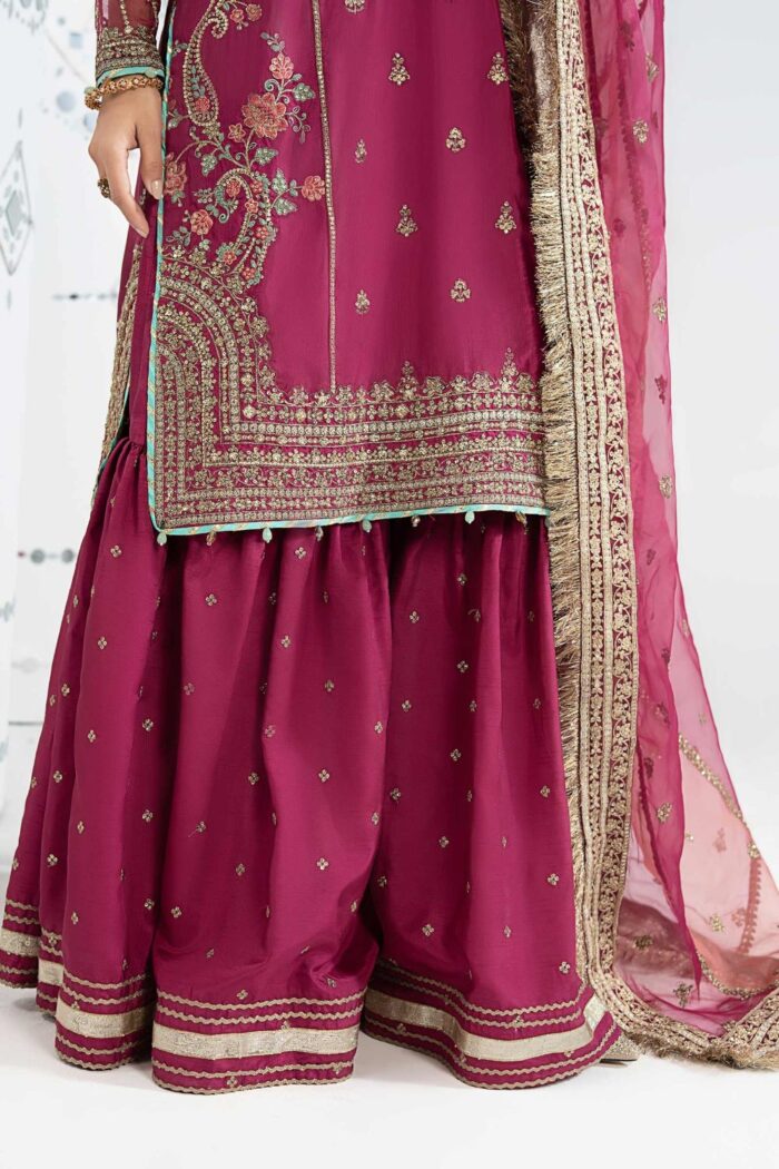 MARIA.B | 3 Piece Embroidered Raw Silk Suit -SF-EA25-02R1-Pink | Ready To Wear - Image 6