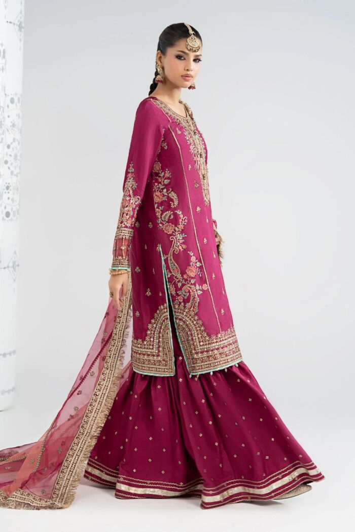 MARIA.B | 3 Piece Embroidered Raw Silk Suit -SF-EA25-02R1-Pink | Ready To Wear - Image 7