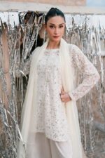 MARIA.B | 3 Piece Embroidered Net Suit -SF-EA26-01-Off White | Ready To Wear - Image 2