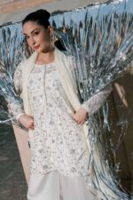 MARIA.B | 3 Piece Embroidered Net Suit -SF-EA26-01-Off White | Ready To Wear - Image 3