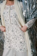 MARIA.B | 3 Piece Embroidered Net Suit -SF-EA26-01-Off White | Ready To Wear - Image 4