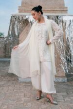 MARIA.B | 3 Piece Embroidered Net Suit -SF-EA26-01-Off White | Ready To Wear - Image 5