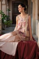 MARIA.B | 2 Piece Embroidered Textured Silk Suit -SF-EA26-03-Peach | Ready To Wear - Image 3