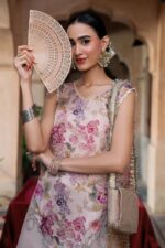 MARIA.B | 2 Piece Embroidered Textured Silk Suit -SF-EA26-03-Peach | Ready To Wear - Image 4