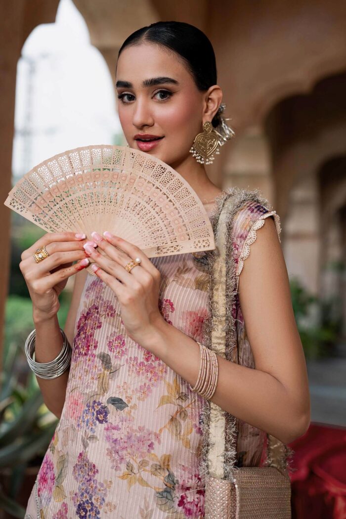 MARIA.B | 2 Piece Embroidered Textured Silk Suit -SF-EA26-03-Peach | Ready To Wear - Image 5
