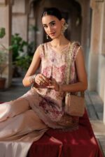 MARIA.B | 2 Piece Embroidered Textured Silk Suit -SF-EA26-03-Peach | Ready To Wear - Image 6