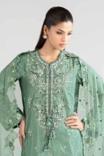MARIA.B | 3 Piece Embroidered Raw Silk Suit -SF-EA26-09-Sea Green | Ready To Wear - Image 3