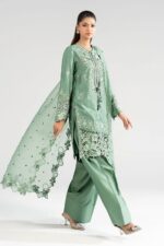 MARIA.B | 3 Piece Embroidered Raw Silk Suit -SF-EA26-09-Sea Green | Ready To Wear - Image 8