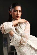 MARIA.B | 3 Piece Embroidered  Organza Suit -SF-EA26-11-Off White | Ready To Wear - Image 3