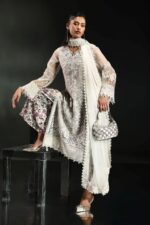 MARIA.B | 3 Piece Embroidered  Organza Suit -SF-EA26-11-Off White | Ready To Wear - Image 6