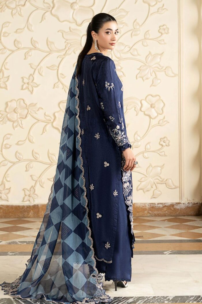 MARIA.B | 3 Piece Embroidered  Tissue Silk Suit  -SF-SF-EA26-12-Blue | Ready To Wear - Image 2