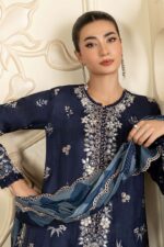 MARIA.B | 3 Piece Embroidered  Tissue Silk Suit  -SF-SF-EA26-12-Blue | Ready To Wear - Image 3