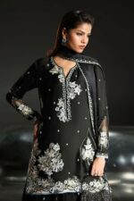 MARIA.B | 3 Piece Embroidered Charmeuse Suit -SF-EA26-16-Black | Ready To Wear - Image 2