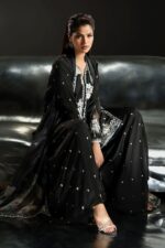 MARIA.B | 3 Piece Embroidered Charmeuse Suit -SF-EA26-16-Black | Ready To Wear - Image 3