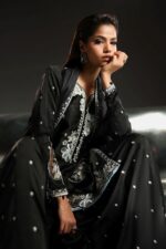 MARIA.B | 3 Piece Embroidered Charmeuse Suit -SF-EA26-16-Black | Ready To Wear - Image 4