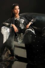 MARIA.B | 3 Piece Embroidered Charmeuse Suit -SF-EA26-16-Black | Ready To Wear - Image 5