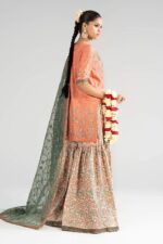 MARIA.B | 3 Piece Embroidered Raw Silk Suit -SF-EA26-21-Orange | Ready To Wear - Image 2