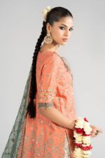 MARIA.B | 3 Piece Embroidered Raw Silk Suit -SF-EA26-21-Orange | Ready To Wear - Image 4