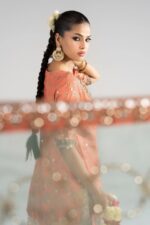 MARIA.B | 3 Piece Embroidered Raw Silk Suit -SF-EA26-21-Orange | Ready To Wear - Image 5