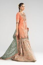 MARIA.B | 3 Piece Embroidered Raw Silk Suit -SF-EA26-21-Orange | Ready To Wear - Image 8