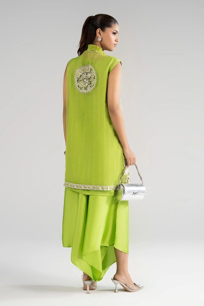 MARIA.B | 3 Piece Embroidered Organza Suit -SF-EA26-22-Green | Ready To Wear - Image 2