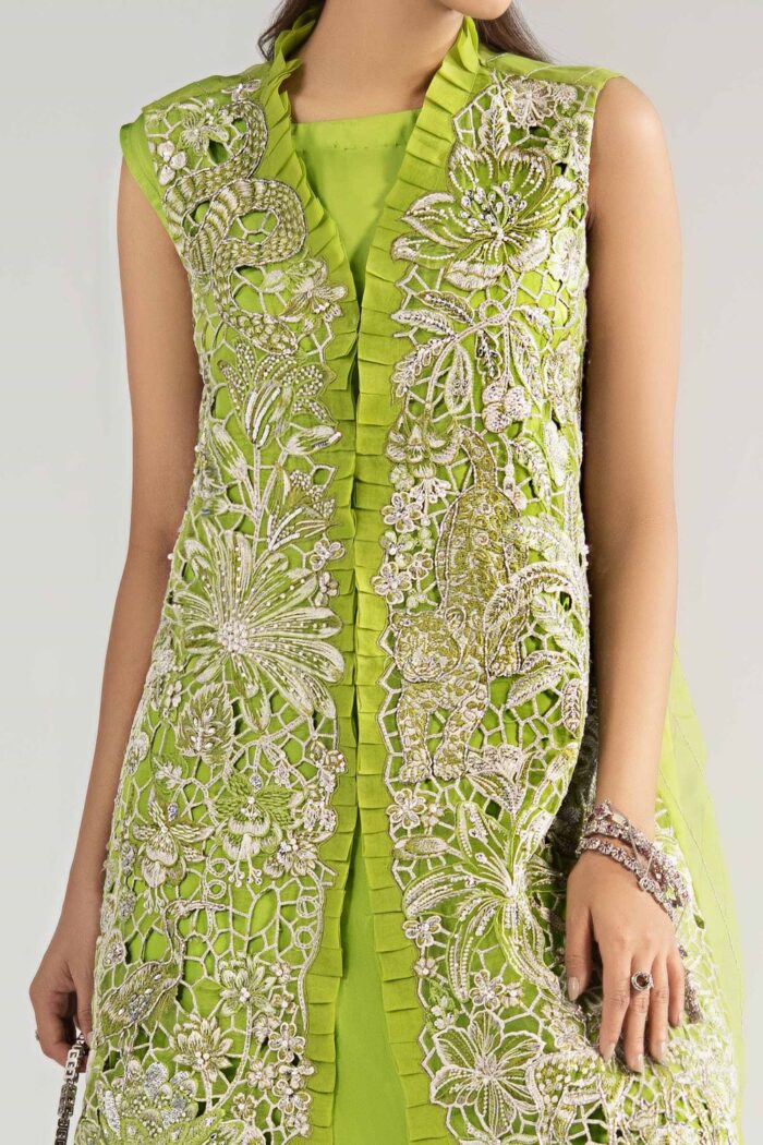 MARIA.B | 3 Piece Embroidered Organza Suit -SF-EA26-22-Green | Ready To Wear - Image 5