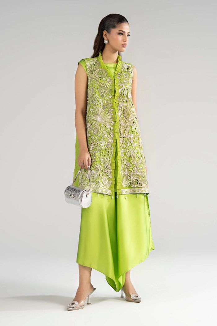 MARIA.B | 3 Piece Embroidered Organza Suit -SF-EA26-22-Green | Ready To Wear - Image 6