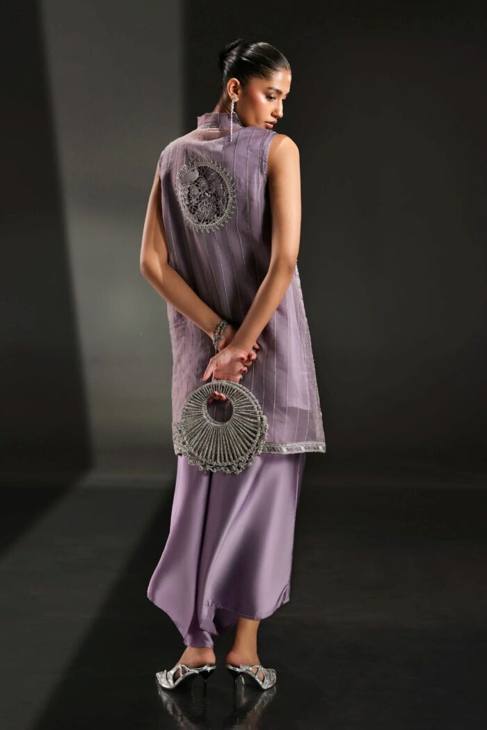 MARIA.B | 3 Piece Embroidered Organza Suit -SF-EA26-22-Lilac | Ready To Wear - Image 2