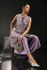 MARIA.B | 3 Piece Embroidered Organza Suit -SF-EA26-22-Lilac | Ready To Wear - Image 5