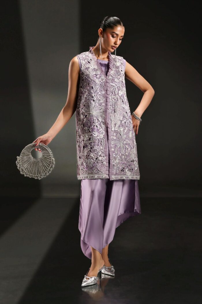 MARIA.B | 3 Piece Embroidered Organza Suit -SF-EA26-22-Lilac | Ready To Wear - Image 6