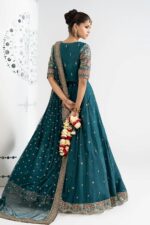 MARIA.B | 3 Piece Embroidered Raw Silk Suit -SF-EA26-27-Teal | Ready To Wear - Image 2