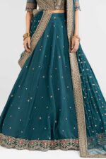 MARIA.B | 3 Piece Embroidered Raw Silk Suit -SF-EA26-27-Teal | Ready To Wear - Image 6