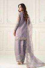 MARIA.B | 3 Piece Embroidered Raw Silk Suit -SF-EF25-60R1-Lilac | Ready To Wear - Image 2