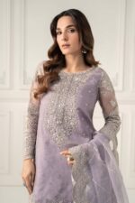MARIA.B | 3 Piece Embroidered Raw Silk Suit -SF-EF25-60R1-Lilac | Ready To Wear - Image 3