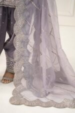 MARIA.B | 3 Piece Embroidered Raw Silk Suit -SF-EF25-60R1-Lilac | Ready To Wear - Image 6